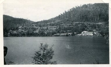 Photographs x 2 1. Lake Guy & Bogong Village     2. Bulldozer moving rocks