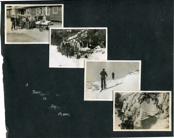 Photographs – Bogong High Plains - Set of 16 black and white photographs mounted back and front on 3 pieces of heavy black card likely removed from a photograph album