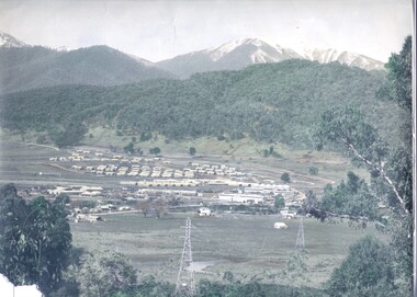 Set of 2 hand coloured photographs of early Mount Beauty, photographs of Mount Beauty, 1947/48