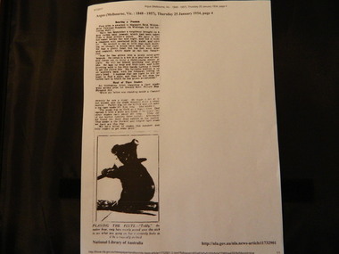 Newspaper Article - Hearing a Possum, Argus 1934, "Hearing a Possum", original 25th January 1934