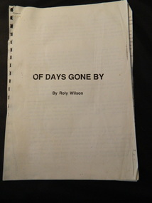 Booklet - Kiewa Hydro Electric Scheme, 'Of Days Gone By' by Roly Wilson
