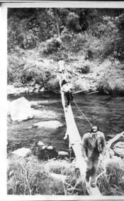 3 small black and white photos of West Kiewa River and Tail Race, c1948/49