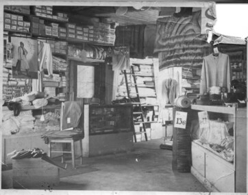 Black and white photograph of shop interior, c1940/50