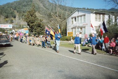 Photographs – Set of 13 colour photographs of the street parade to celebrate the first  Official Hoppet race run at Falls Creek in 1991, 1991