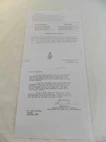 Papers - Edmondson's Hut, The letter is dated 8th October 1974