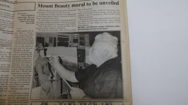 Newspaper Cutting - Mt Beauty mural to be unveiled