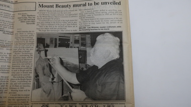 Newspaper Cutting - Mt Beauty mural to be unveiled
