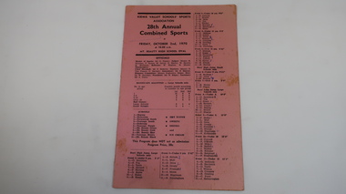 Leaflet - Kiewa Valley Schools' Sports Association, 28th Annual Combined Sports 1970