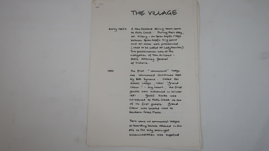 Papers - Falls Creek History, The Village