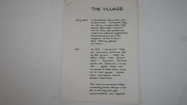 Papers - Falls Creek History, The Village