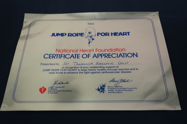Certificate - Jump Rope for Heart