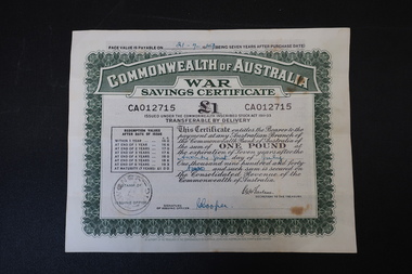 Certificate - War Savings