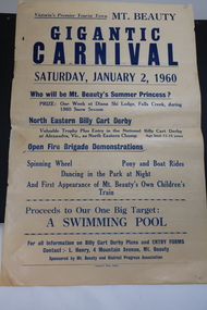 Poster - Mt Beauty Gigantic Carnival, 1960