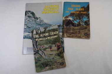 Books x3 - Walking on the Bogong High Plains, 1. The Alpine Track Walhalla to Mt Bogong. 2. Bogong High Plains and Adjacent Peaks both by John Siseman 3. Alpine Safety Manual
