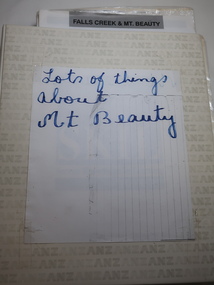 Folder - Jack Watson Collection, Lots of things about Mt Beauty
