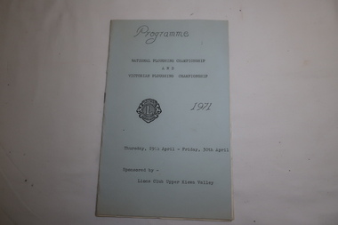 Programme - National and  Victorian Ploughing Championship 30th April 1971