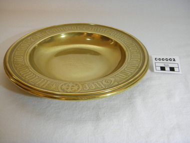 Plate, Untitled, Brass Alms dish, C.1902