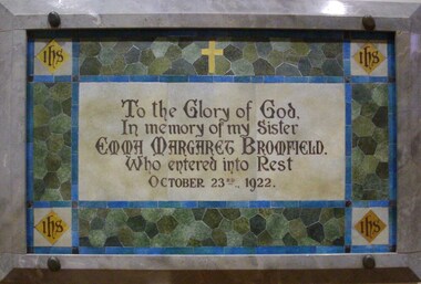 Memorial tablet: Emma Margaret BROMFIELD