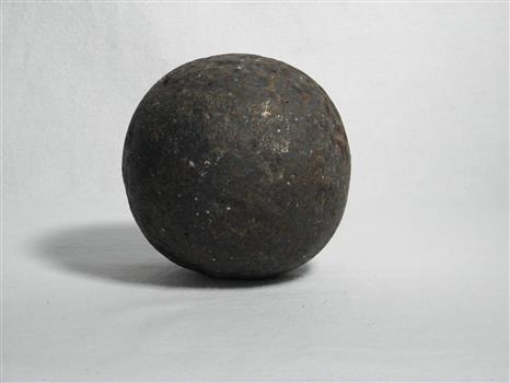 This is a small metal cannon ball.