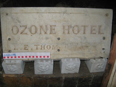 Plaque - Nameplate, marble, Ozone Hotel, C 1900