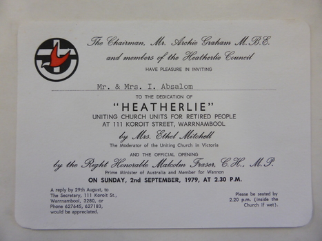 Official invitation to the opening of a building