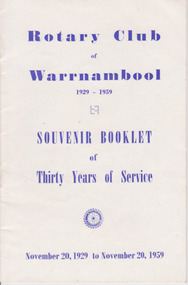 Front cover of Rotary Club of Warrnambool 1929-1959