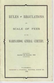 Rules for Warrnambool General cemetery 1902