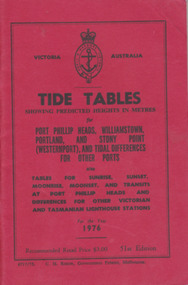 This booklet shows the tides for Southern Victorian coast for the year 1976