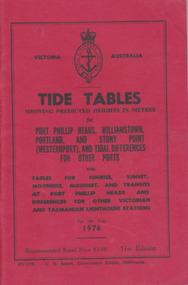 This booklet shows the tides for Southern Victorian coast for the year 1976