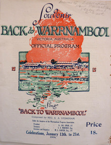 1934 Official Souvenir program for Back to Warrnambool Celebrations