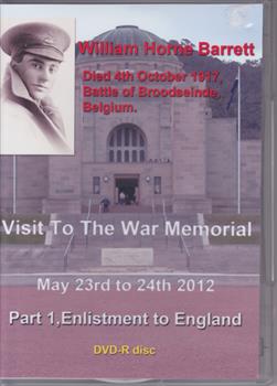 DVD of W H Barrett WW1 soldier.