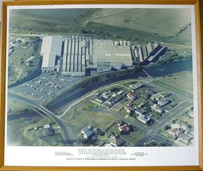 Framed aerial photograph of Warrnambool Woollen Mill