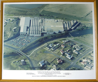 Framed aerial photograph of Warrnambool Woollen Mill