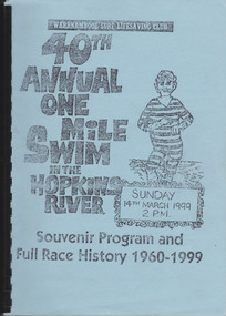 Souvenir program for 40th Hopkins River swim Warrnambool 1999.