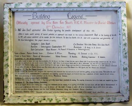 Framed handwritten information sheet documenting the Warrnambool Aquarium