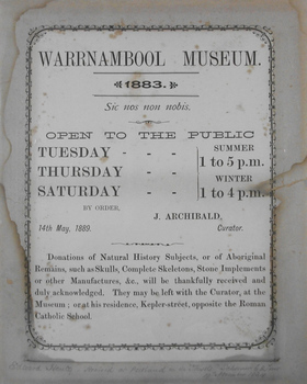 This is an Advertisement - museum 1883