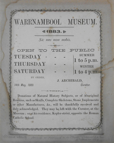 This is an Advertisement - museum 1883