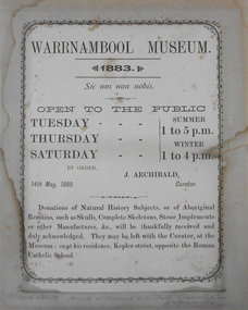 This is an Advertisement - museum 1883