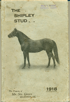 Catalogue listing horses to be sold by the Shipley stud in 1918