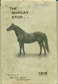 Catalogue listing horses to be sold by the Shipley stud in 1918