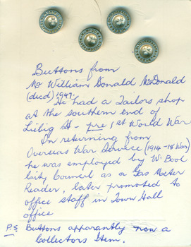 Costume Accessories Button Collection: W McDonald Tailor Warrnambool