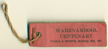 Warrnambool Centenary Picnic & Sports Ticket book 1947