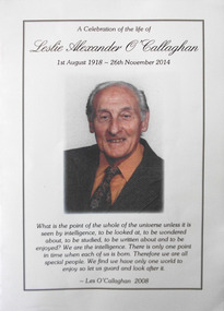 Order of Service for Les O'Callaghan