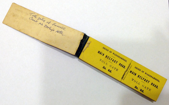 Ticket Book: Main Belfast Road Toll, 2s 6d