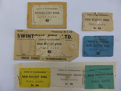 Collection of Shire of Warrnambool Toll Gate Tickets