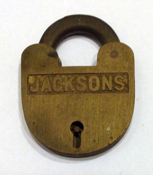 This is a brass padlock.