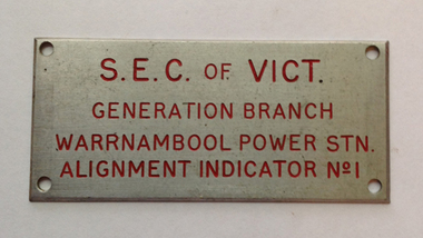 Identification plate, SEC Branch Alignment Indicator, Mid 20th century