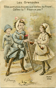 World war one postcard les grenades