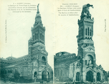 world war one postcard Basilica Notre Dame Albert France 