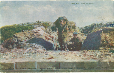 Postcard, A Gallant Rescue Under Fire, 1914-1918